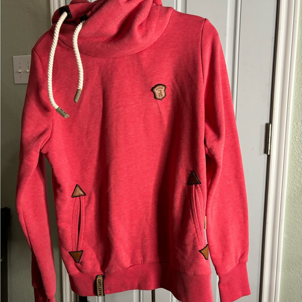 Naketano pink Sweatshirt with Leather Patch